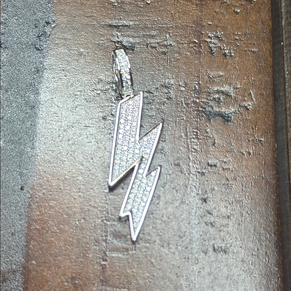 925 Sterling Silver- Moissanite Lightning Bolt Pendant